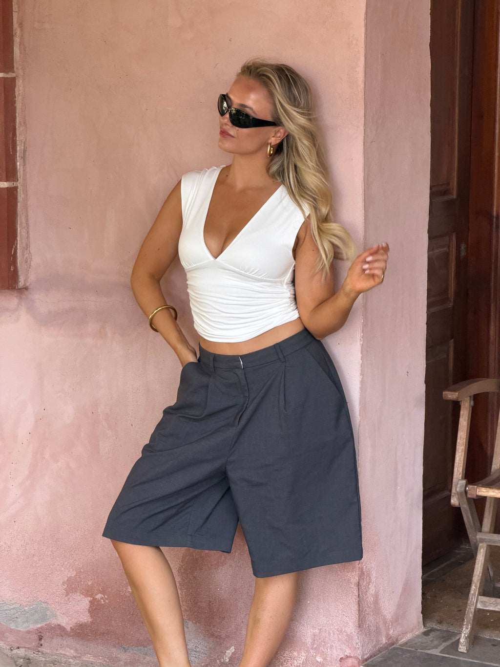 Top v hals wit
