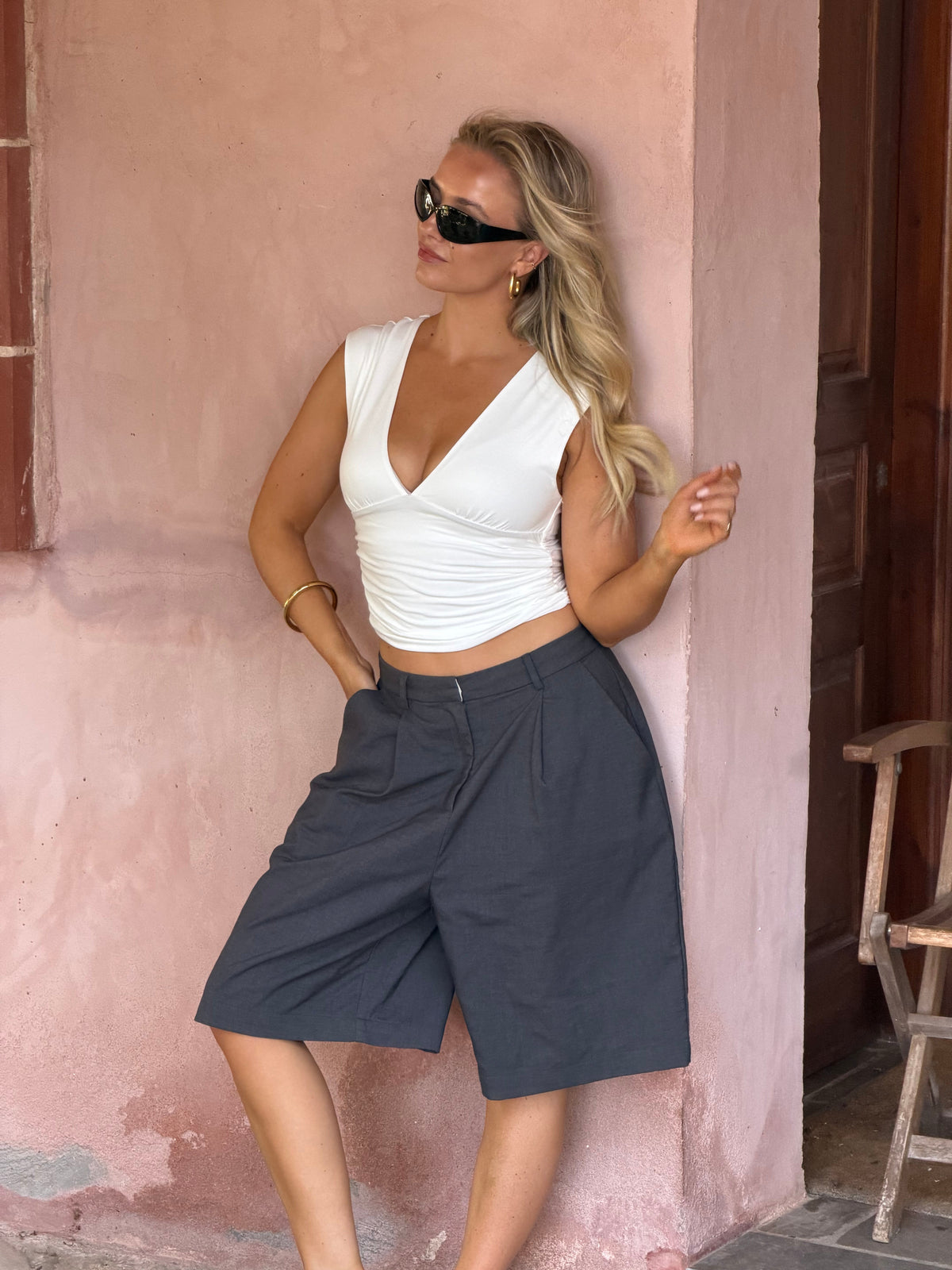 Top v hals wit